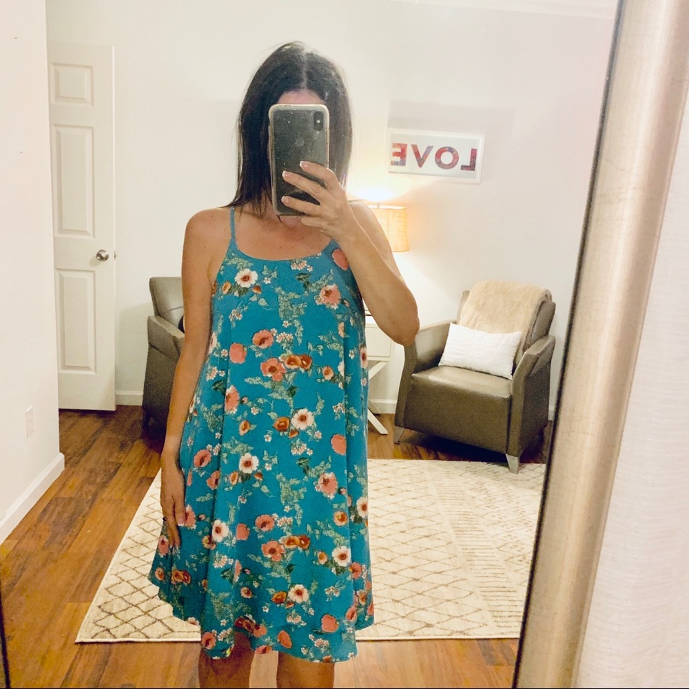 Altar’d State Blue Floral Dress Tank Dress Small